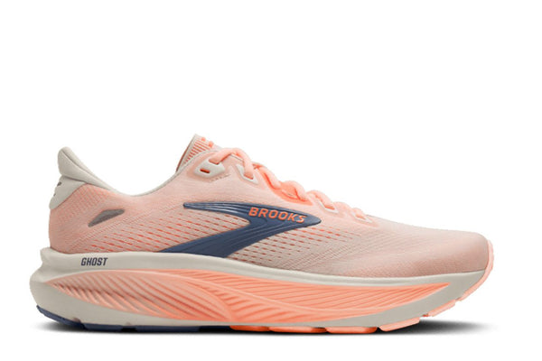 BROOKS GHOST 18 Womens (B) STAR WHT/CYBER PEACH/GY