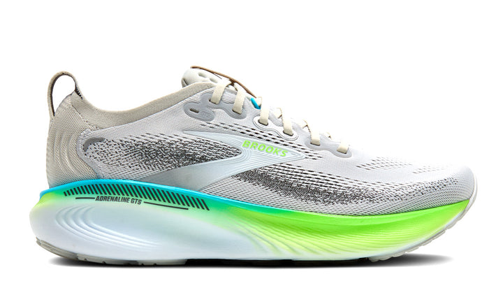 BROOKS Mens ADRENALINE GTS 25 (D) Oyster/ Green Gecko/ Blue