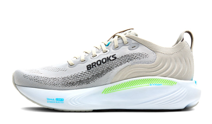 BROOKS Mens ADRENALINE GTS 25 (D) Oyster/ Green Gecko/ Blue