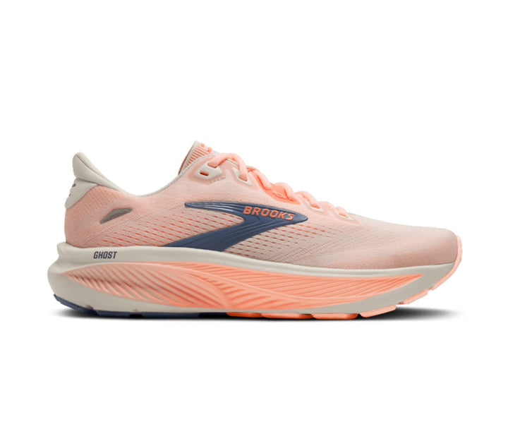BROOKS GHOST 18 Womens (B) STAR WHT/CYBER PEACH/GY