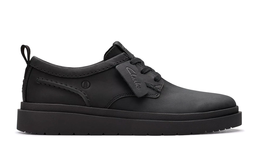 CLARKS MENS Polden Lace Black Leather