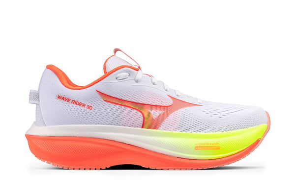 MIZUNO Wave Rider 30 (w) White/Flamingo Coral/Lime Pulp