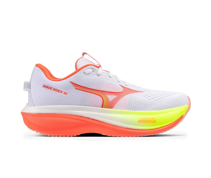 MIZUNO Wave Rider 30 (w) White/Flamingo Coral/Lime Pulp