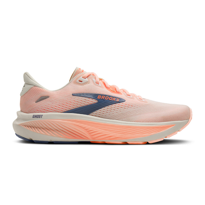 BROOKS GHOST 18 Womens (B) STAR WHT/CYBER PEACH/GY