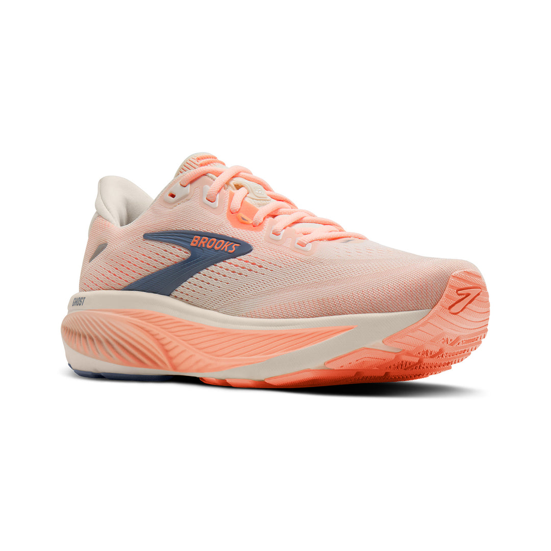 BROOKS GHOST 18 Womens (B) STAR WHT/CYBER PEACH/GY