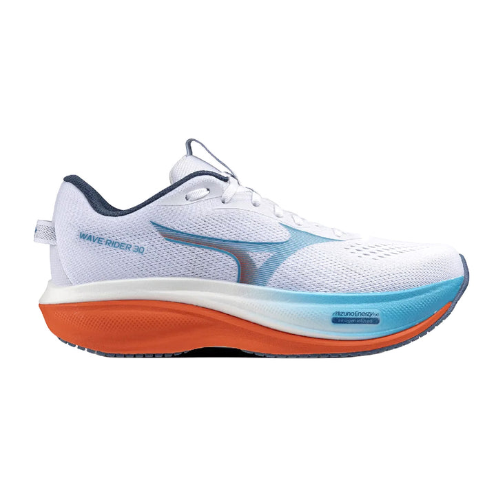 MIZUNO Wave Rider 30 Mens (D) White/Blue Jewel/Orange