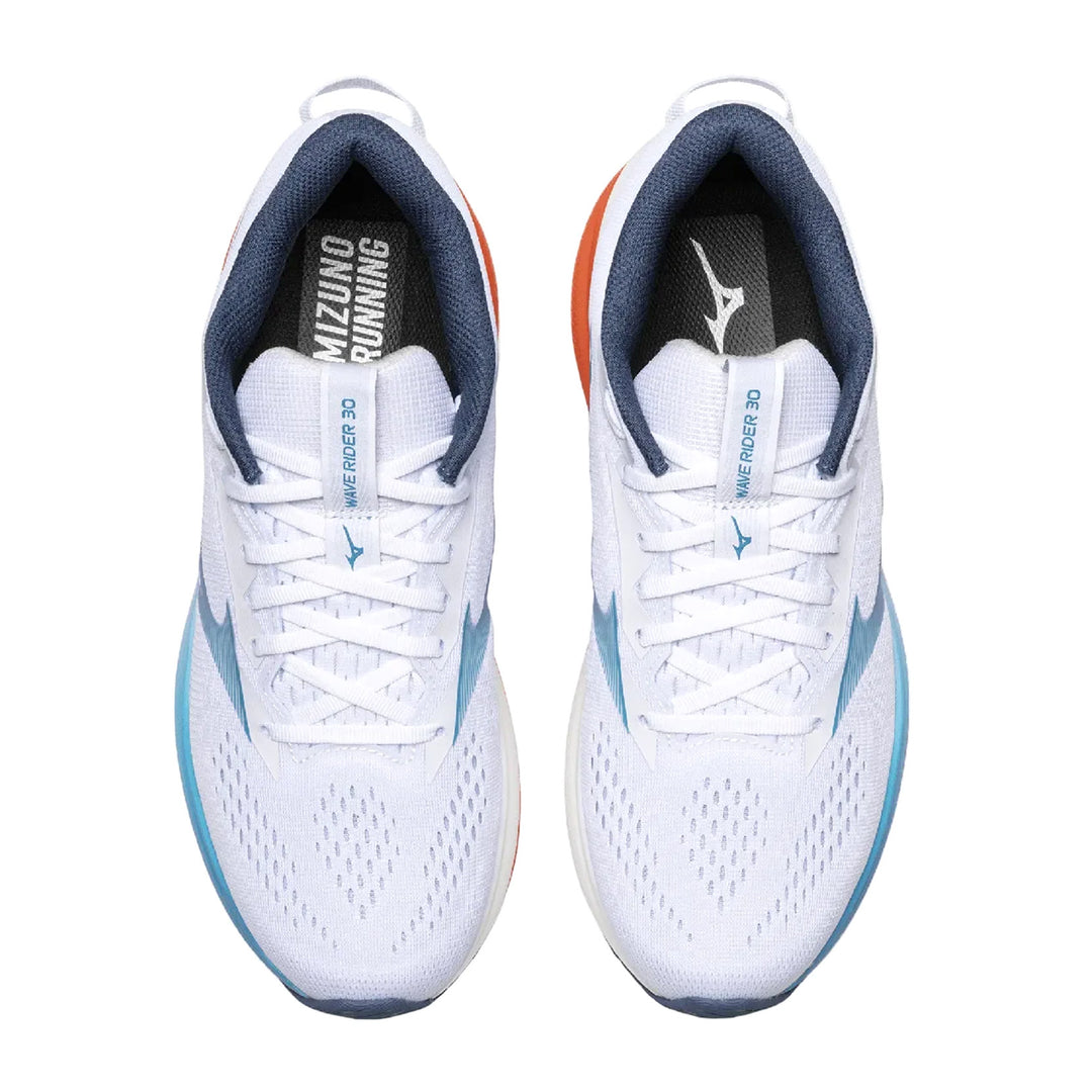 MIZUNO Wave Rider 30 Mens (D) White/Blue Jewel/Orange