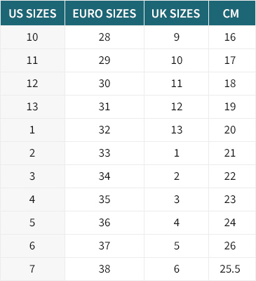 Size shoes guide